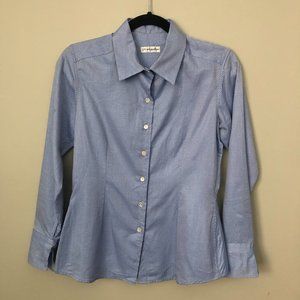 Jill McGowan Striped Button Down Shirt With Ruffle Cuffs Size XS